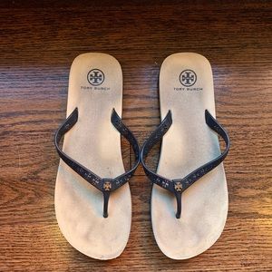 Tory Burch Navy Strap Flipflops